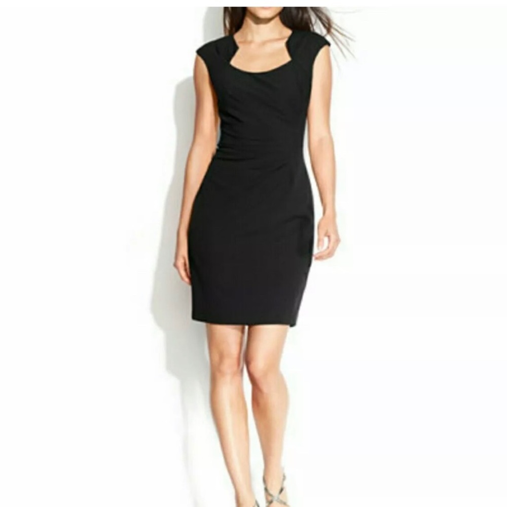 Calvin Klein Cap Sleeve Ruched Sheath Dress sz 6